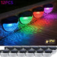 RGB Solar Fence Lights Outdoor Waterproof Deck Step Stair Post Lights Black 6 Pack