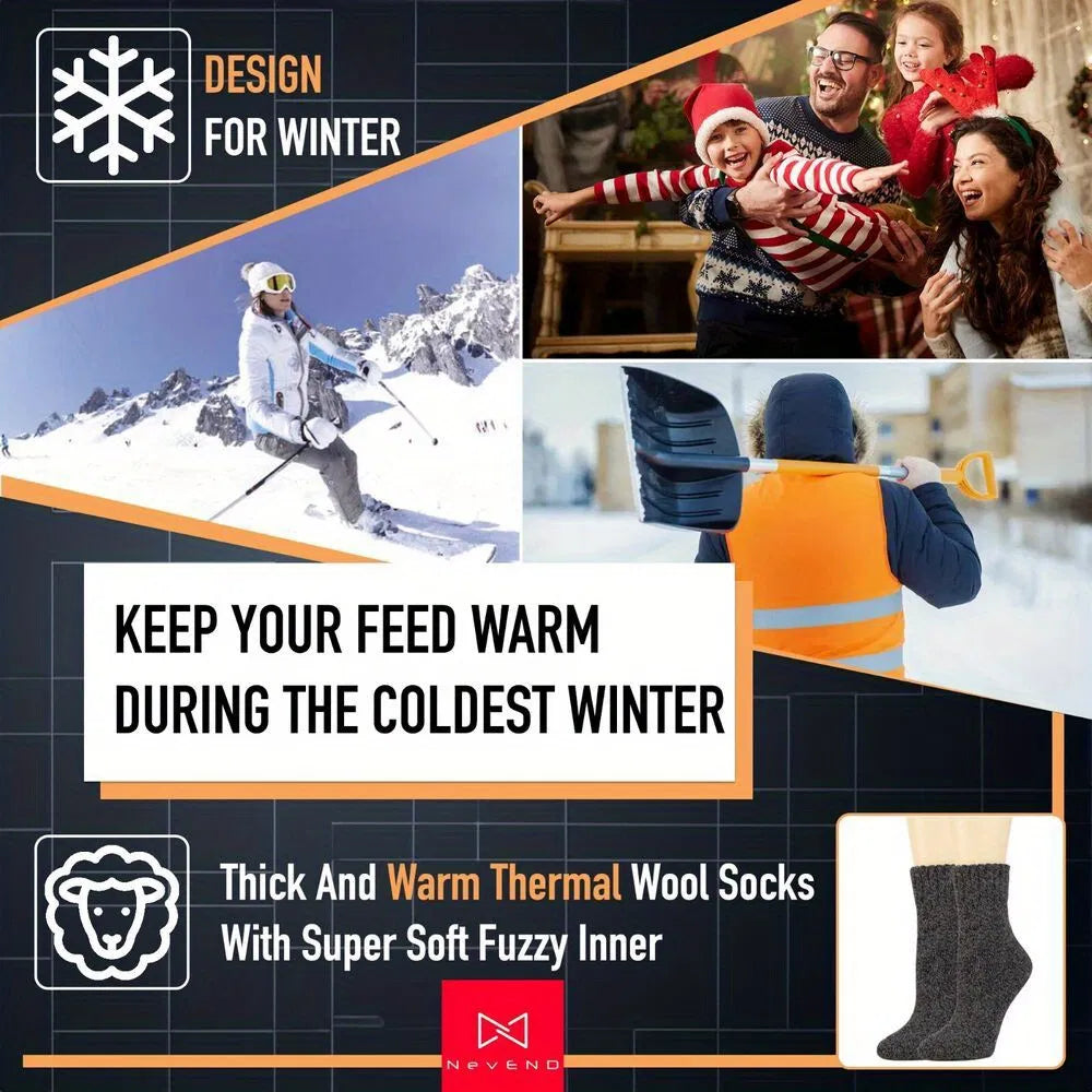 6 Pairs Women's Wool Thermal Socks 9-11 2.4 TOG Warm Winter Boot Socks