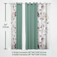 6 Panel Window Curtain Set Sage Green Floral Drapes 38x84 Light Filtering Grommet