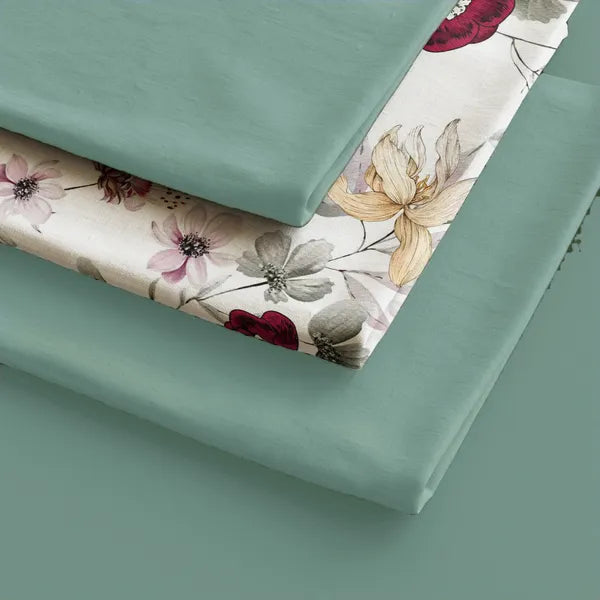 6 Panel Window Curtain Set Sage Green Floral Drapes 38x84 Light Filtering Grommet