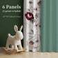 6 Panel Window Curtain Set Sage Green Floral Drapes 38x84 Light Filtering Grommet