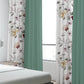 6 Panel Window Curtain Set Sage Green Floral Drapes 38x84 Light Filtering Grommet