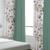 6 Panel Window Curtain Set Sage Green Floral Drapes 38x84 Light Filtering Grommet