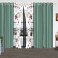 6 Panel Window Curtain Set Sage Green Floral Drapes 38x84 Light Filtering Grommet