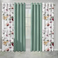 6 Panel Window Curtain Set Sage Green Floral Drapes 38x84 Light Filtering Grommet