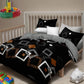 6 Piece Bed in a Bag Comforter Set Black Geometry Cooling Sheet Shams King Cal