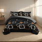 6 Piece Bed in a Bag Comforter Set Black Geometry Cooling Sheet Shams King Cal