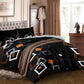 6 Piece Bed in a Bag Comforter Set Black Geometry Cooling Sheet Shams King Cal