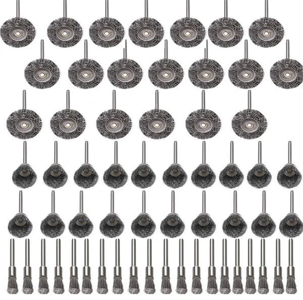 60 Pc Wire Brushes Set Stainless Steel Rotary Tool 1/8 Shank Wheel Cup Pen