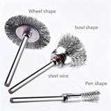 60 Pc Wire Brushes Set Stainless Steel Rotary Tool 1/8 Shank Wheel Cup Pen