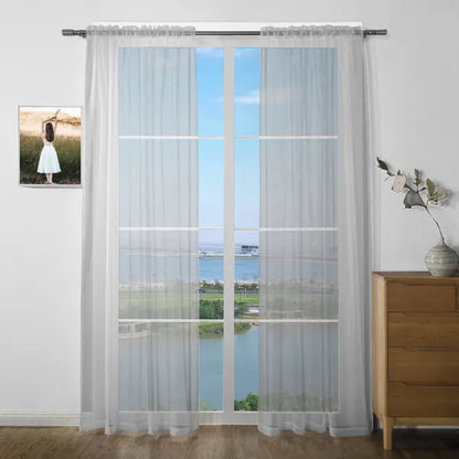 63x96in Mosquito Net Curtains 2 Panels White Sheer Rod Pocket Window Drapes