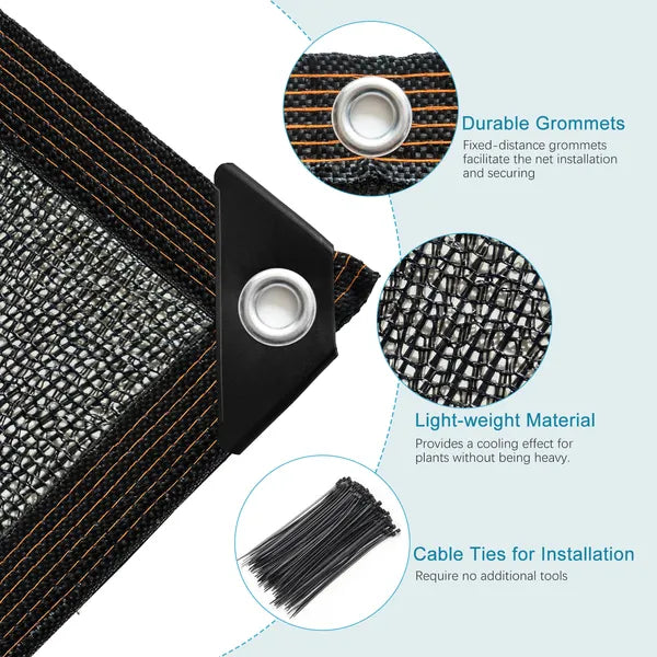 6x8 FT Black Shade Cloth with Grommets Sun Mesh Garden Patio Greenhouse Outdoor