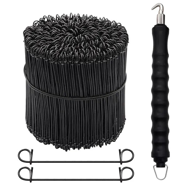 1000PCS 6in Rebar Tie Wire 16 Gauge Double Loop Black Steel Ties With Twister Tool