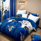 9 Piece Blue Rose Floral Bedspread Curtain Set Queen King Cal King Bedding