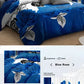 9 Piece Blue Rose Floral Bedspread Curtain Set Queen King Cal King Bedding
