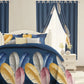 9 Piece Blue Feather Print Bedspread Curtain Set Queen King Cal King Bedding