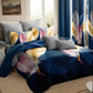9 Piece Blue Feather Print Bedspread Curtain Set Queen King Cal King Bedding