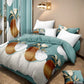 9 Piece Modern Floral Vase Bedspread Curtain Set Queen King Cal King Bedding