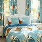 9 Piece Modern Floral Vase Bedspread Curtain Set Queen King Cal King Bedding