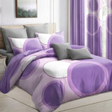 9 Piece Purple Geometric Circle Bedspread Curtain Set Queen King Cal King