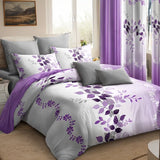9 Piece Purple Vine Print Bedspread Curtain Set Queen King Cal King Bedding