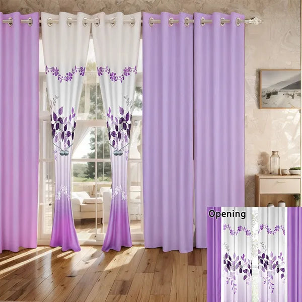 9 Piece Purple Vine Print Bedspread Curtain Set Queen King Cal King Bedding