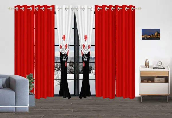 9 Piece Red Rose Floral Bedspread Curtain Set Queen King Cal King Bedding