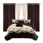 3 Piece Reversible Navy Blue Gold Feather Quilt Set Water Repellent King Cal