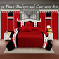 9 Piece Bed in a Bag Set Red White Boho Bedspread Curtains Queen King Cal