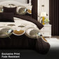 3 Piece Reversible Navy Blue Gold Feather Quilt Set Water Repellent King Cal
