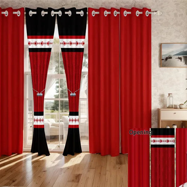 9 Piece Bed in a Bag Set Red White Boho Bedspread Curtains Queen King Cal