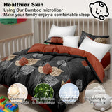 9 Piece Bed in a Bag Set Brown Black Leaf Bedspread Curtains Queen King Cal