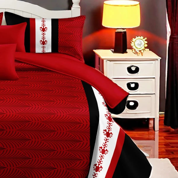 9 Piece Bed in a Bag Set Red White Boho Bedspread Curtains Queen King Cal