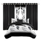 9 Piece Bed in a Bag Set Black White Feather Bedspread Curtains King Cal King