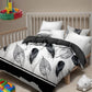 9 Piece Bed in a Bag Set Black White Feather Bedspread Curtains King Cal King