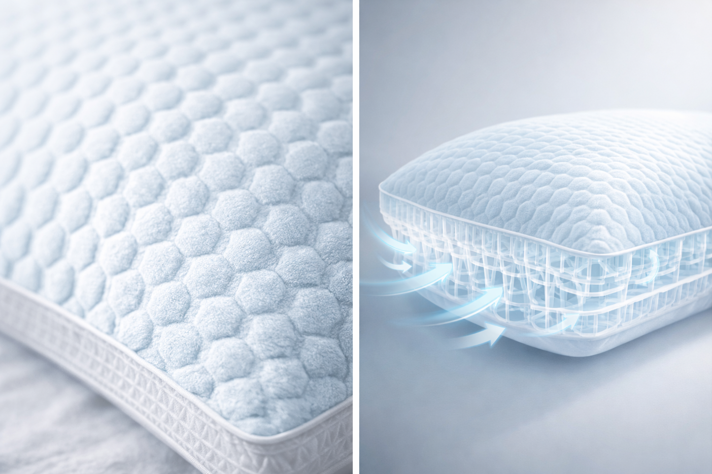 Cooling Bed Pillows Set of 2 Ice Silk Soft Breathable for Hot Side Back Sleepers