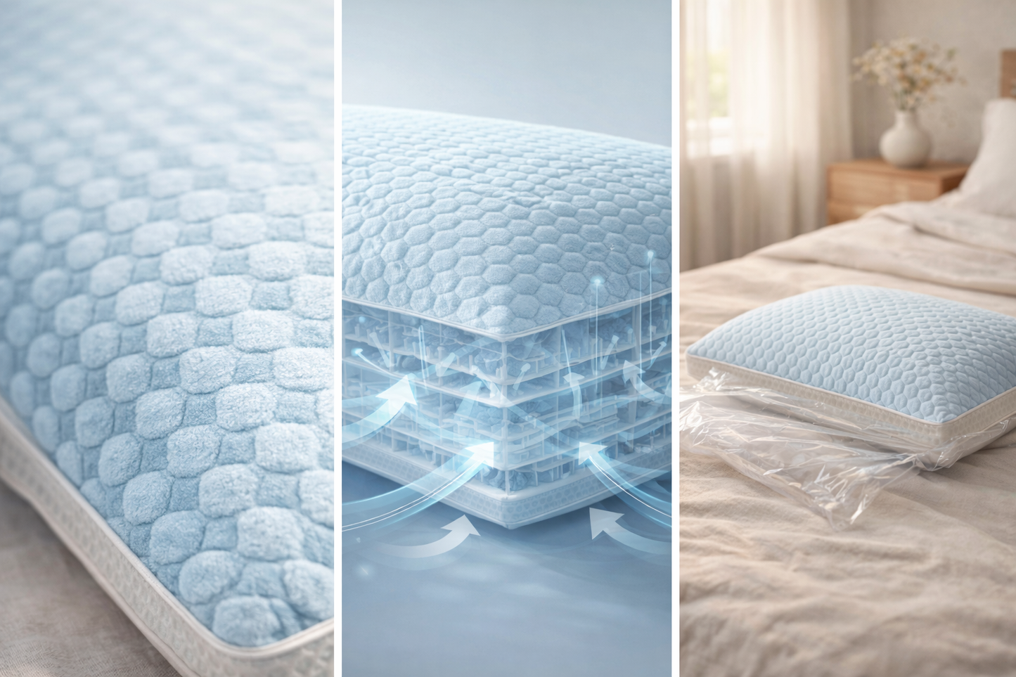 Cooling Bed Pillows Set of 2 Ice Silk Soft Breathable for Hot Side Back Sleepers