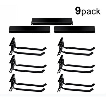 Heavy Duty Garage Wall Storage Rack 450 lbs 9 Pc Tool Hooks & Rails Organizer