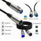 XLR audio cable with connectors on a white background
