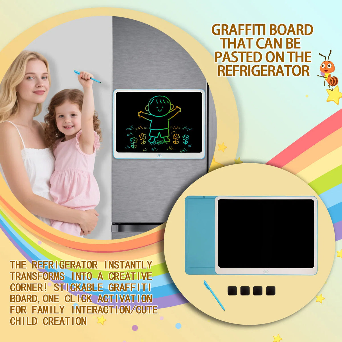 20 Inch LCD Writing Tablet Colorful Doodle Board Erasable Drawing Pad Kids Toy
