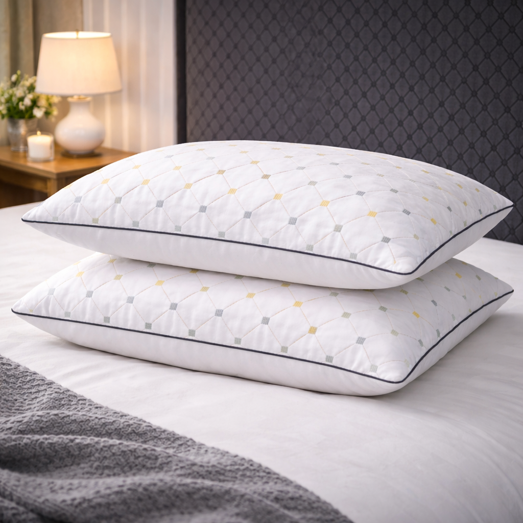 2 Bed Pillows Ultra Soft Neck Support Hotel Quality Gusseted Pillow Rest Cushion
