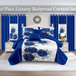 9 Piece Bed in a Bag Set Blue White Rose Bedspread Curtains Queen King Cal King