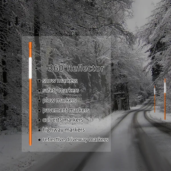 36 Inch Reflective Driveway Markers Orange Fiberglass Snow Stakes 12 25 50 Pack