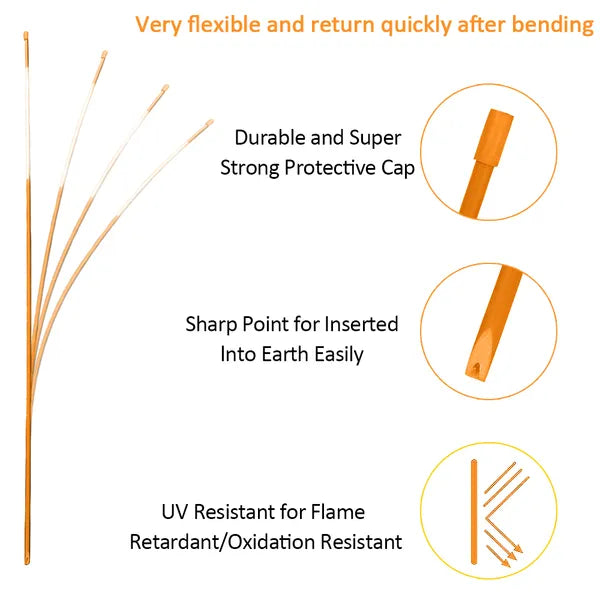 36 Inch Reflective Driveway Markers Orange Fiberglass Snow Stakes 12 25 50 Pack