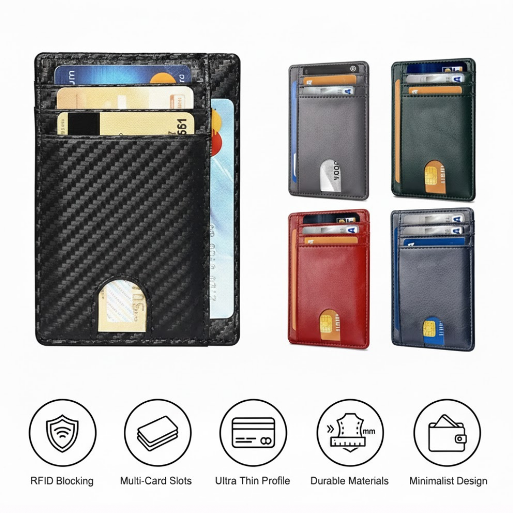 Mens Leather Slim Wallet RFID Blocking Credit Card Holder ID Money Pocket
