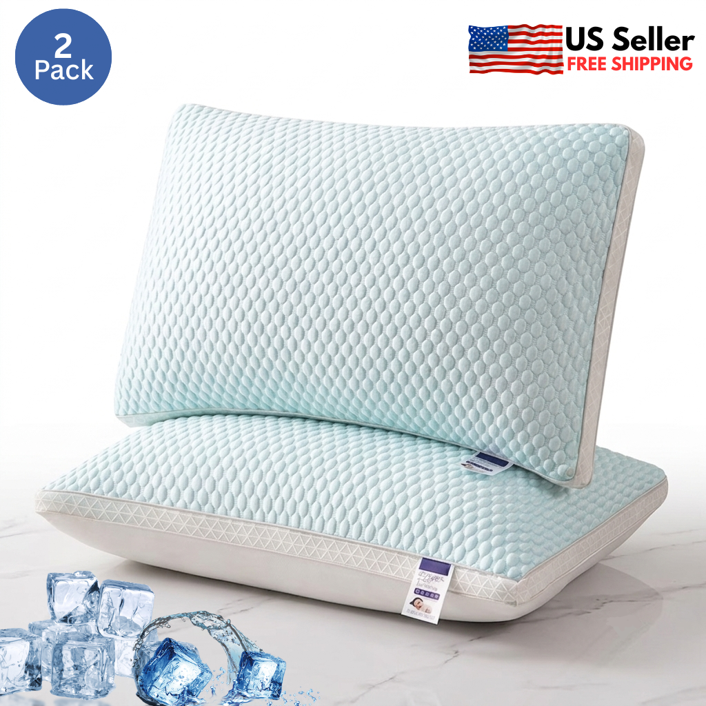 Cooling Bed Pillows Set of 2 Ice Silk Soft Breathable for Hot Side Back Sleepers