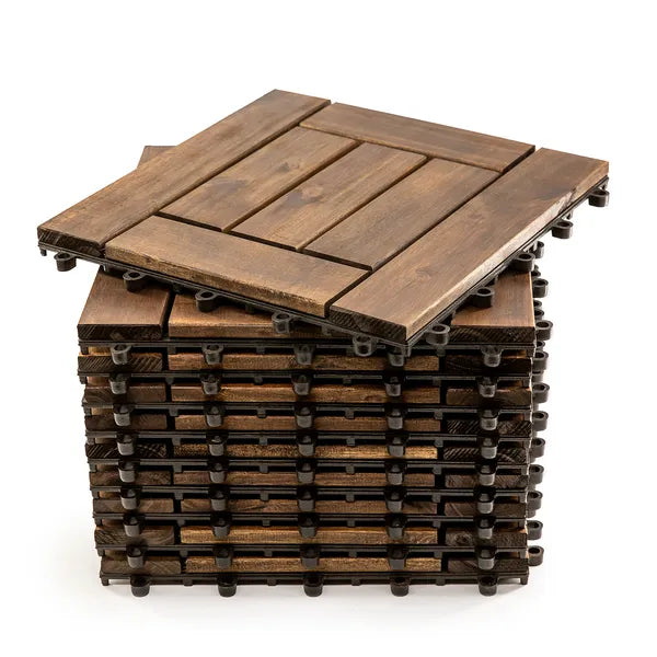 Acacia Wood Deck Tile Interlocking Flooring Waterproof Tiles Outdoor Patio 12x12