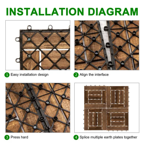 Acacia Wood Deck Tile Interlocking Flooring Waterproof Tiles Outdoor Patio 12x12