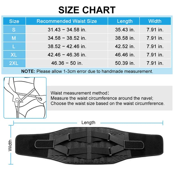 Adjustable Lower Back Brace Lumbar Support Waist Belt Men Women L XL Work Sport