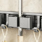 Wall Mount Broom Mop Holder Aluminum Alloy Tool Organizer 4 Clips 5 Hooks Gray